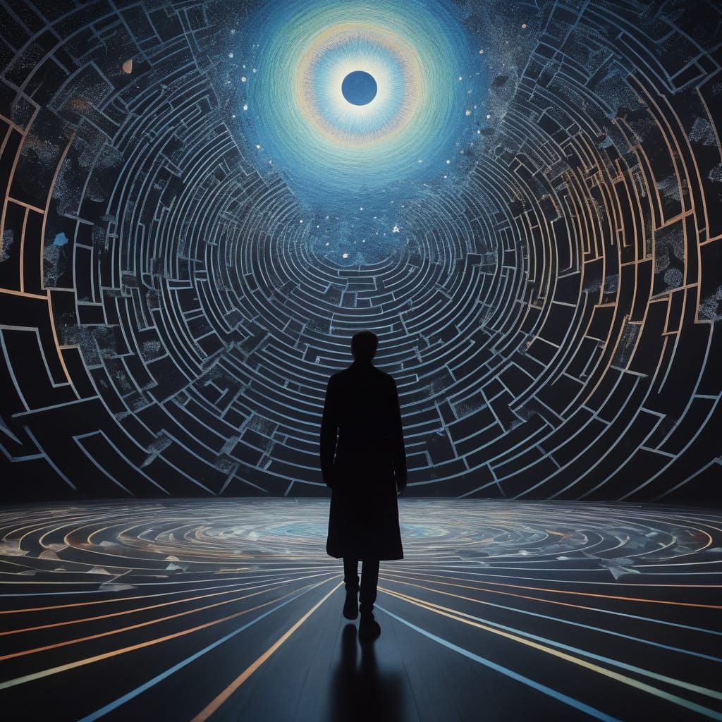 Ethereal Labyrinthine Journey in Iridescent Hues