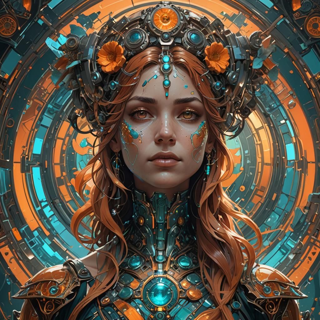 Human-Computer Hybrid in Art Nouveau Style