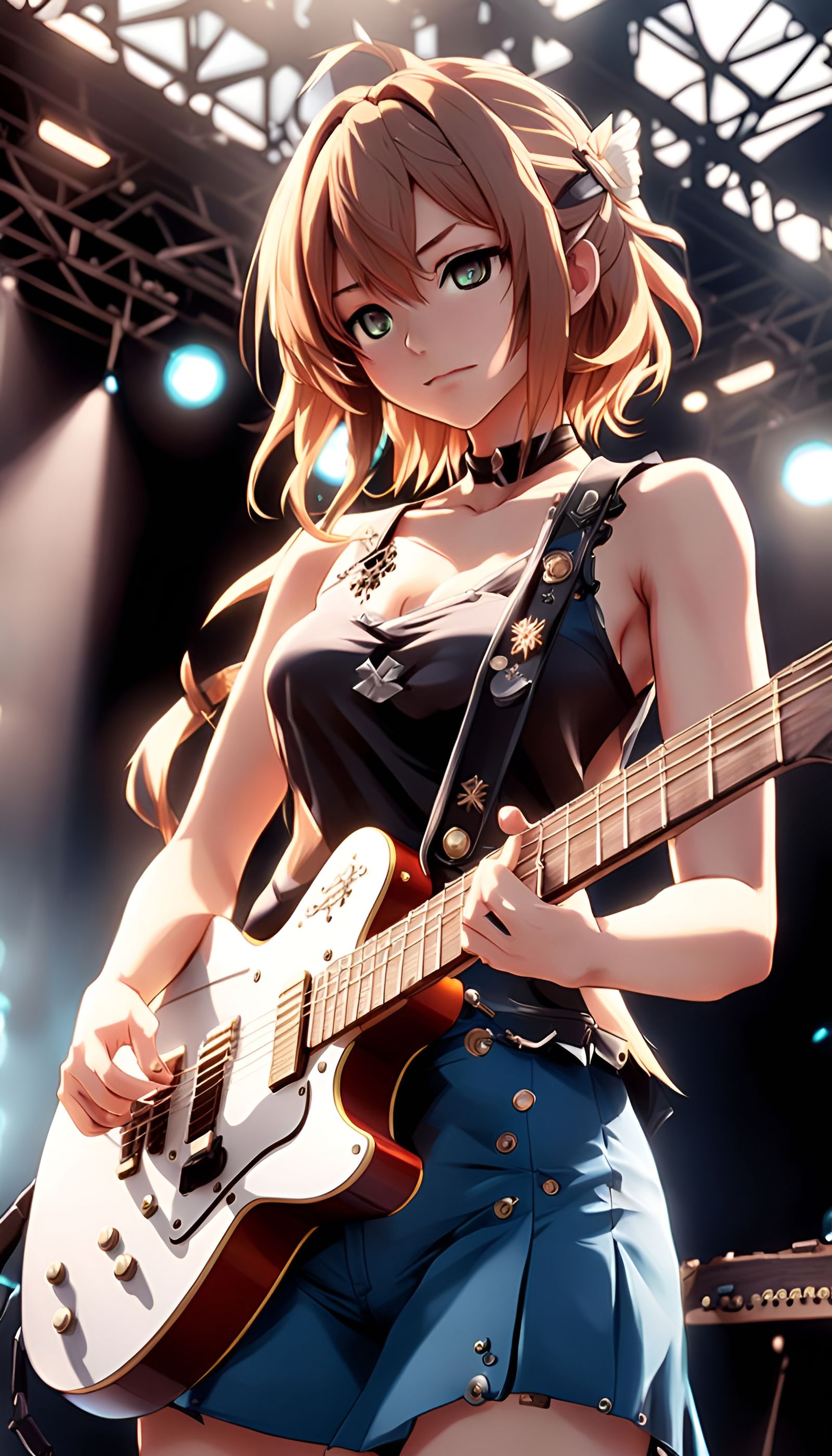 Anime Guitar Girl in 3D Game Style