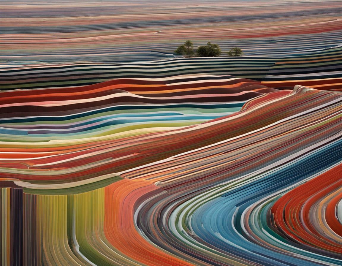 Vibrant Striped Landscape by Influential Artists