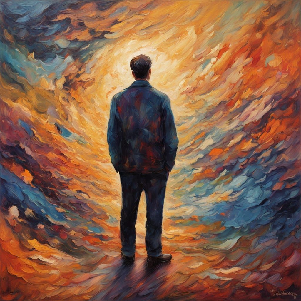 Neo-Impressionist Portrait Between Universe and Identity