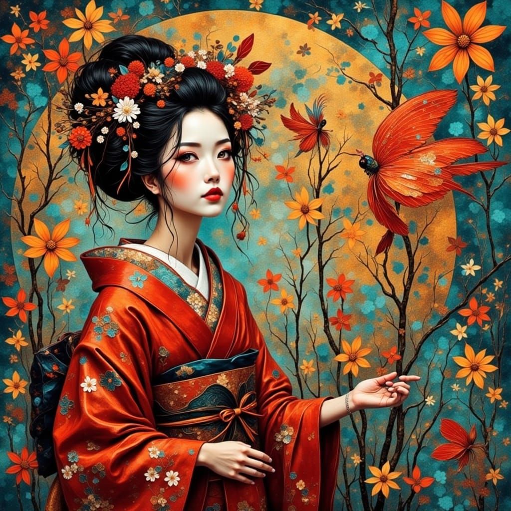 Ethereal Geisha in a Dreamlike Atmosphere