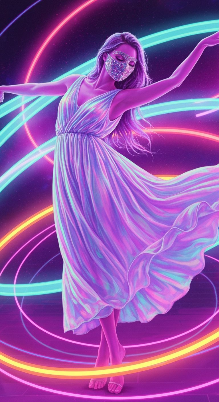 Zephyr Fairy Dances in Vaporwave Neon Lights