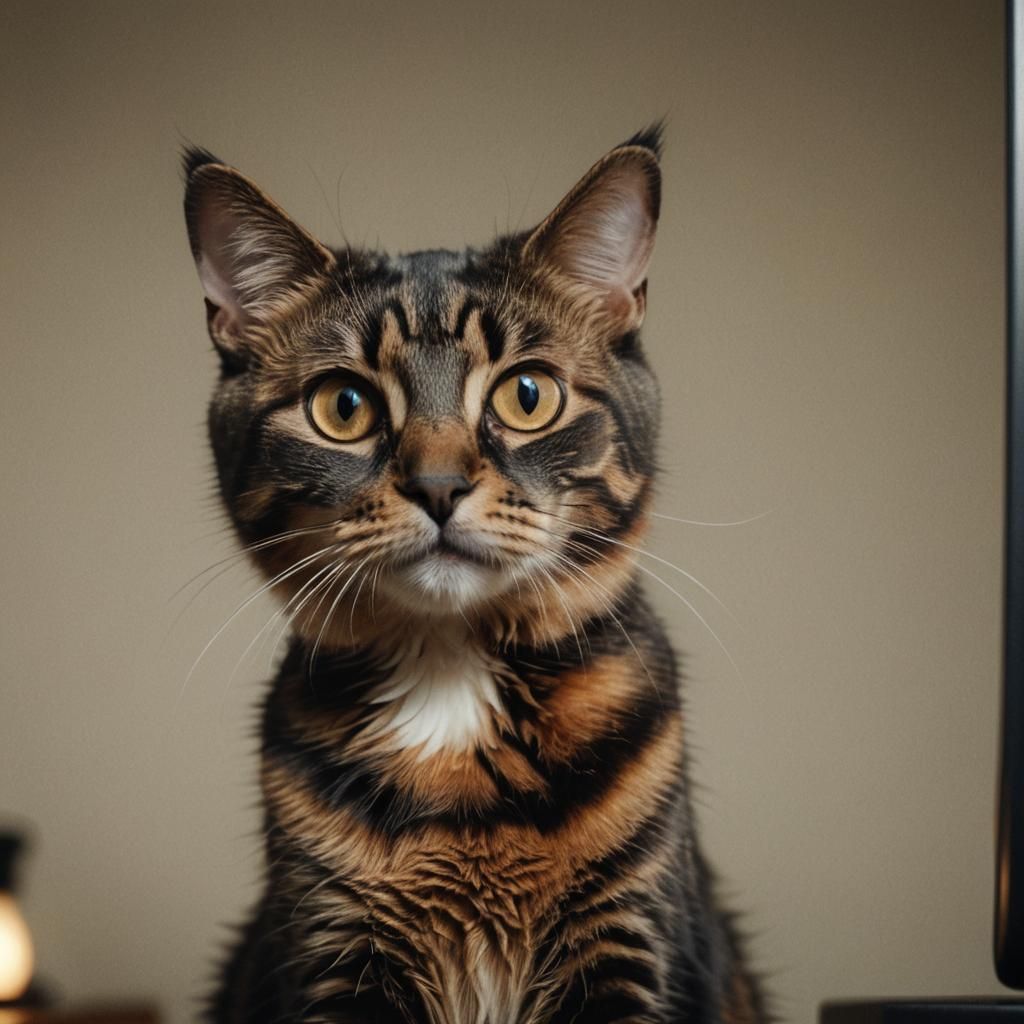 Cinematic Close-Up of Tortoiseshell Cat