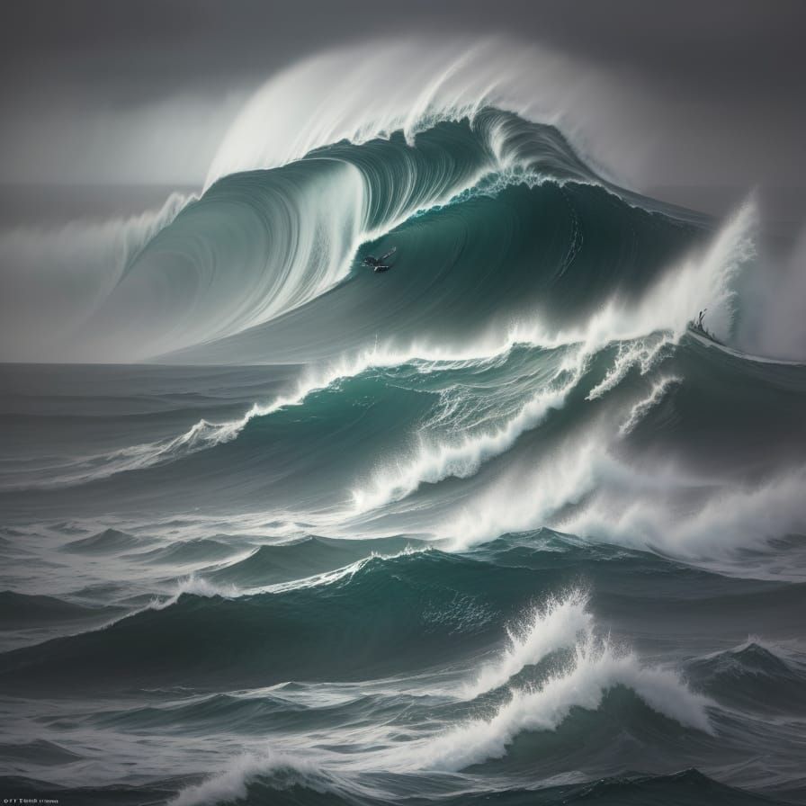 Turbulent Ocean Seascape in Dramatic Romantic Style