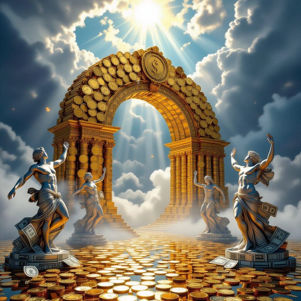 Baroque Money Sculpture Cathedral in Chiaroscuro Light