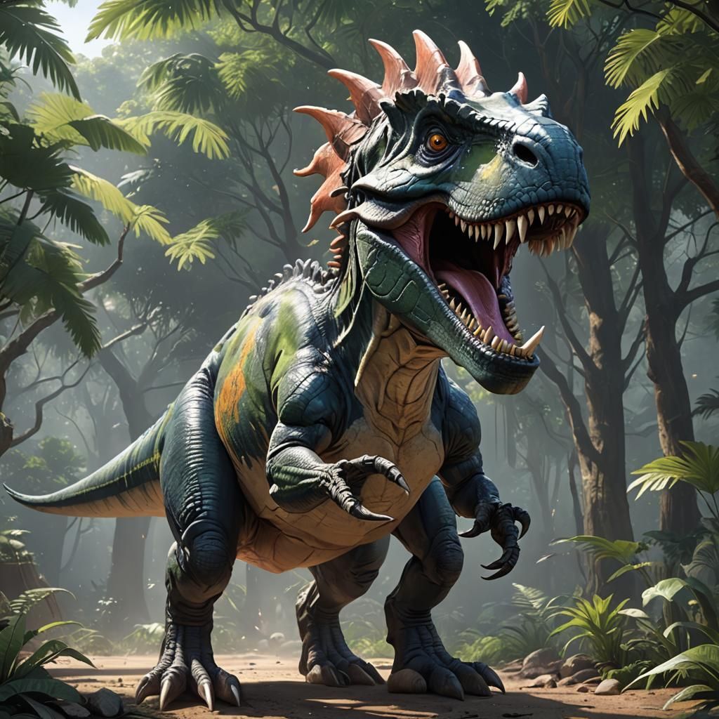 Anime-Inspired 3D Dinosaur Concept Art