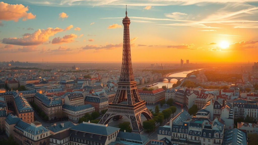 Eiffel Tower Sunset: Paris in Romantic Realism