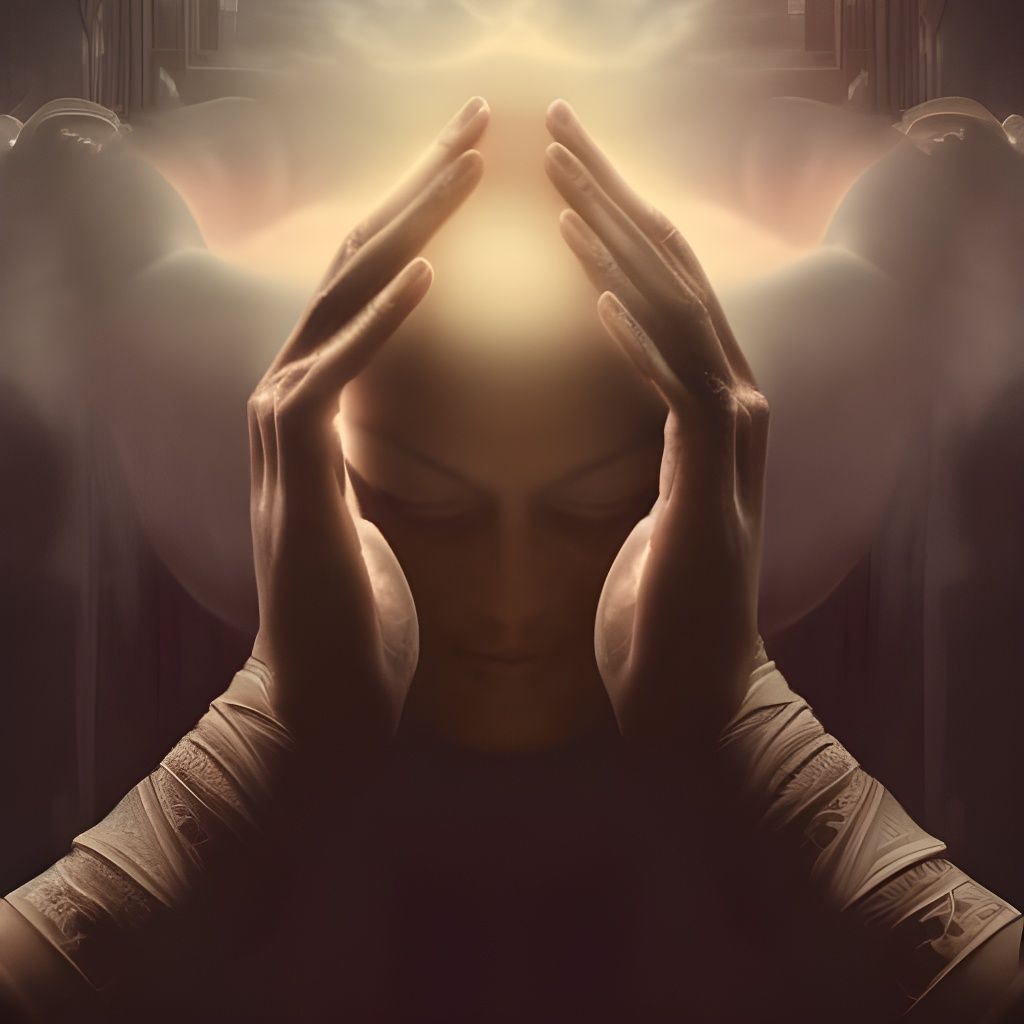 Dramatic Praying Hands Digital Matte Painting