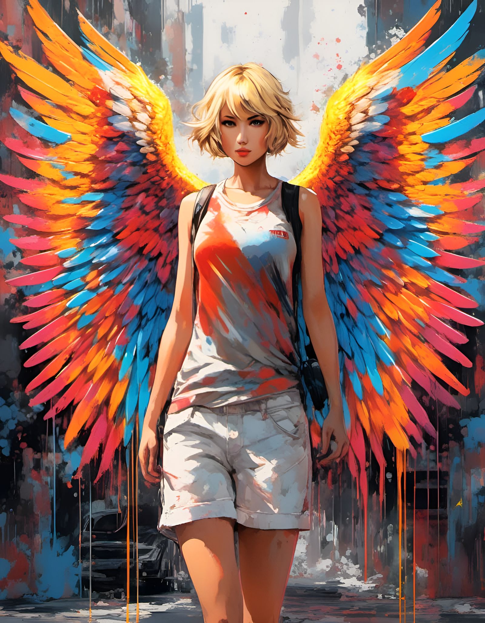 Angel Woman in Graffiti Art Style