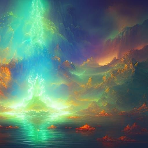 Glowing Elements: Water, Fire, Earth, Air, and Sky