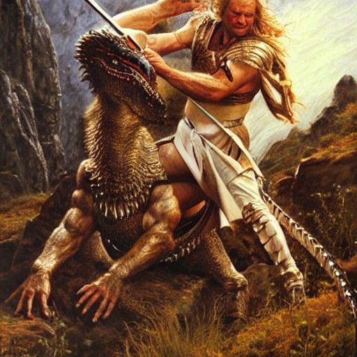 Siegfried Slaying Dragon: Norse Mythology Portrait