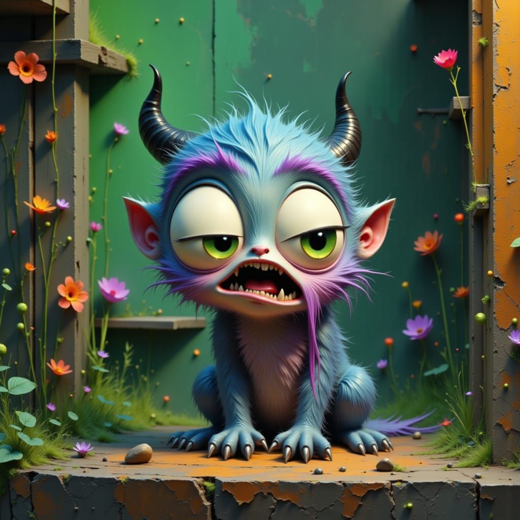 Adorable Hairy Monster in Time Out CGI Cartoon