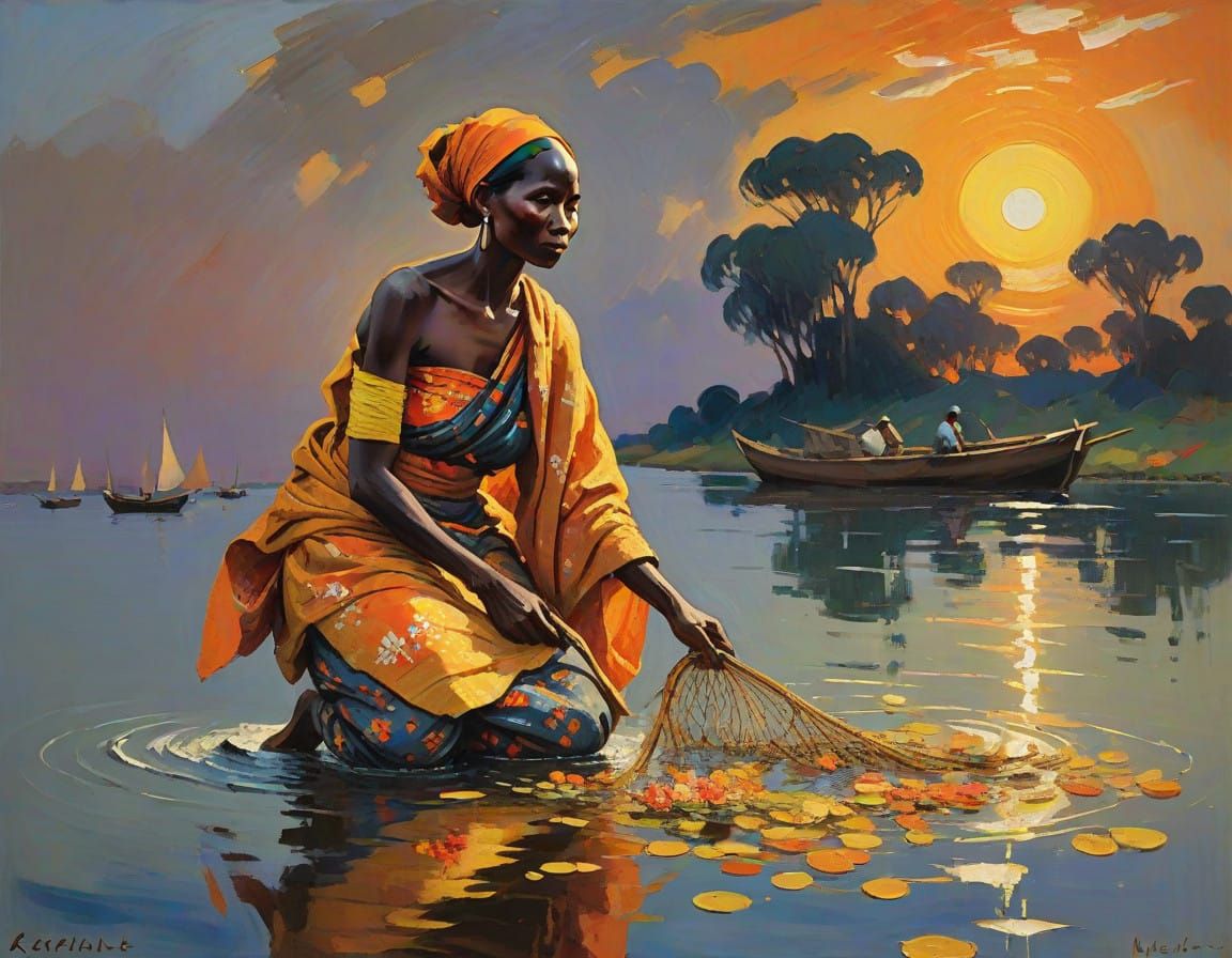 African Fisherman's Sunset on Lake Victoria