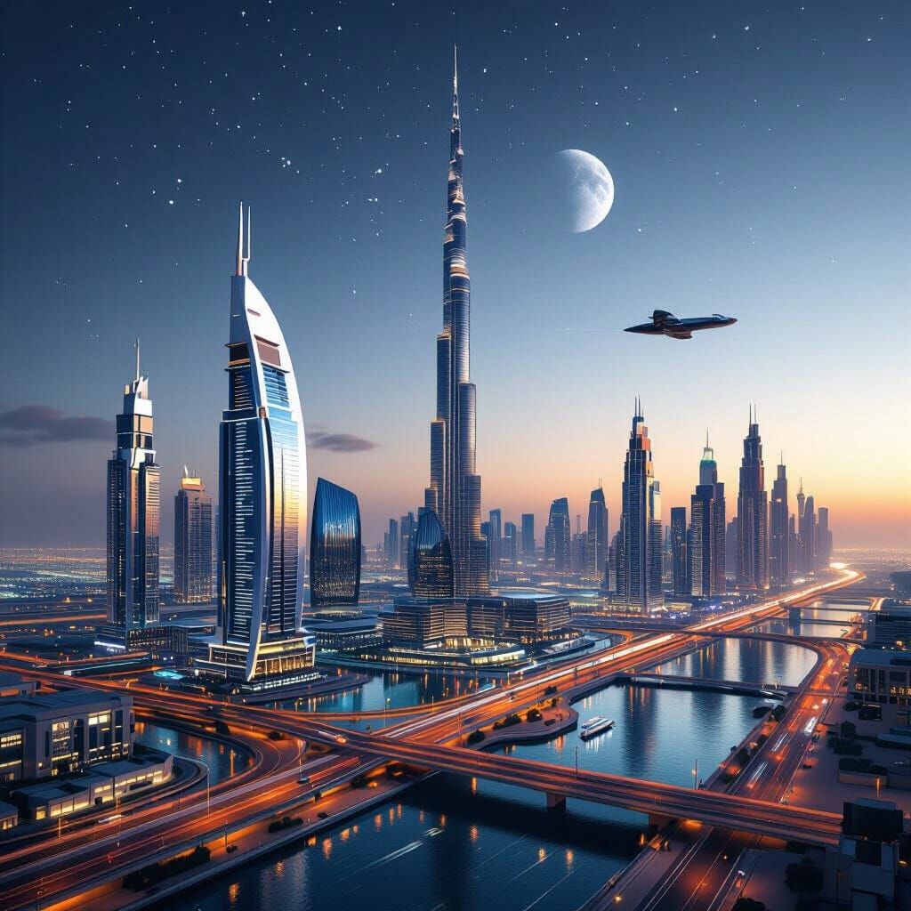 Futuristic Dubai Cityscape Powered by AI Technology