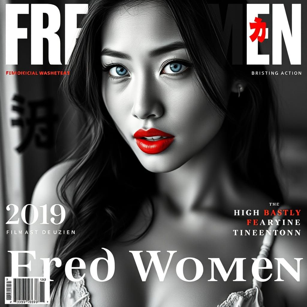 Fred Women Magazine Cover: Chinese Woman with Red Lips