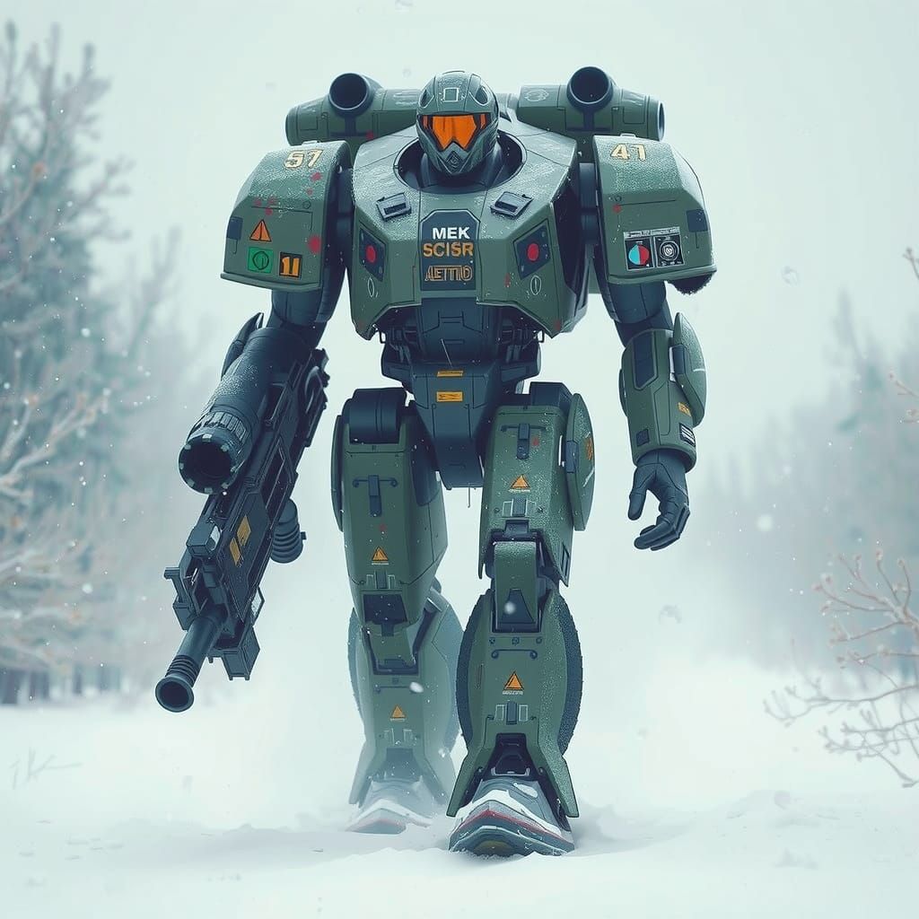 Crashed F35 Jet in Snowy Forest: Dystopian Style