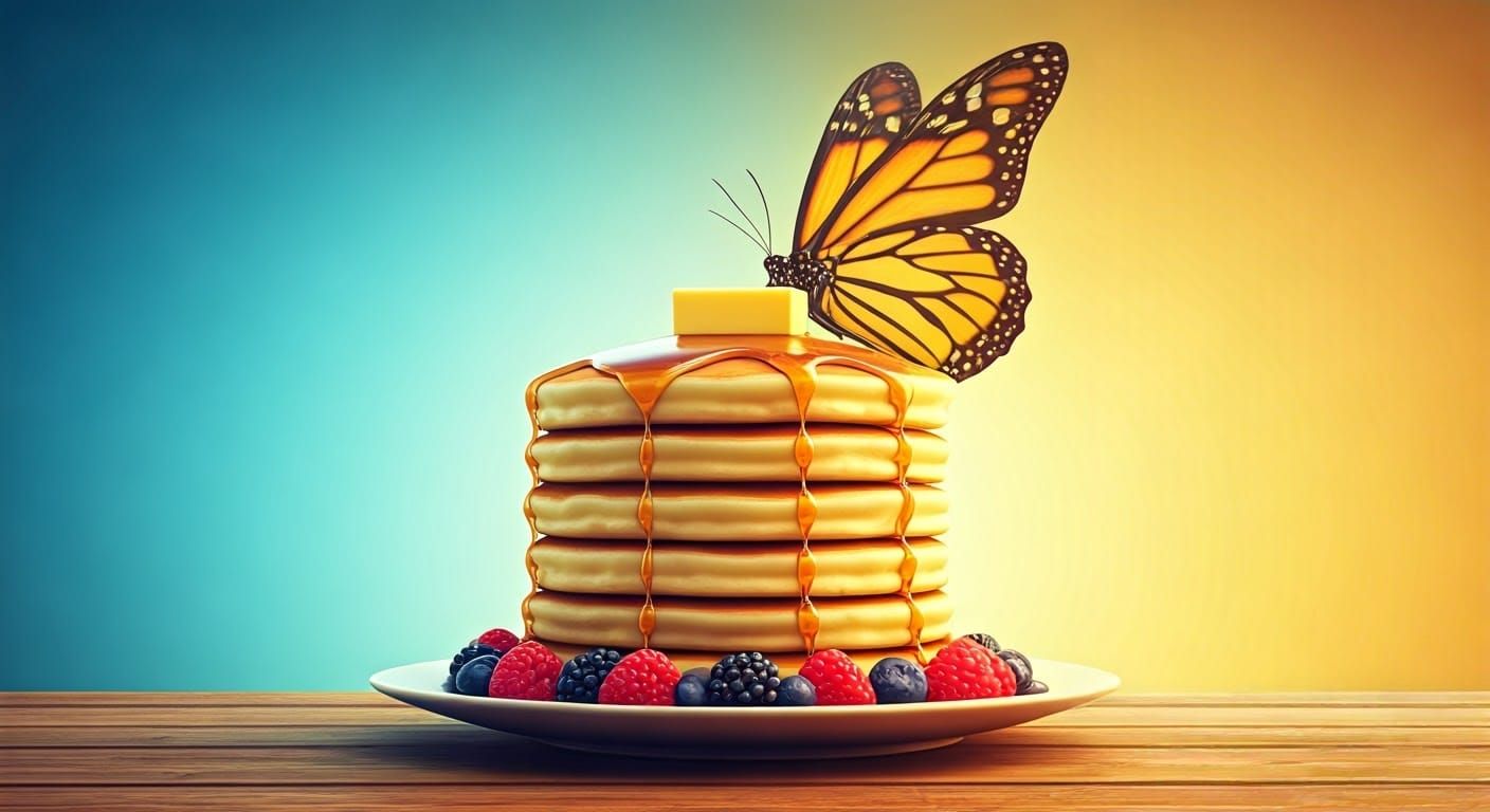 Butter Butterfly on Pancakes: 3D Concept Art