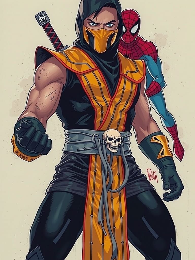 Scorpion and Spider-Man Battle in Comic Art