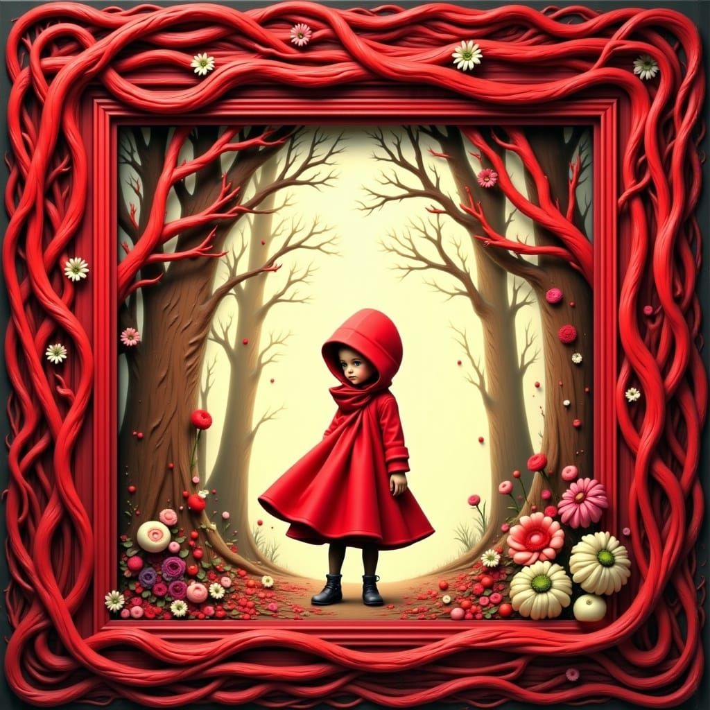 Framed Fairy Tale Scene in a Classic Cartoon Style