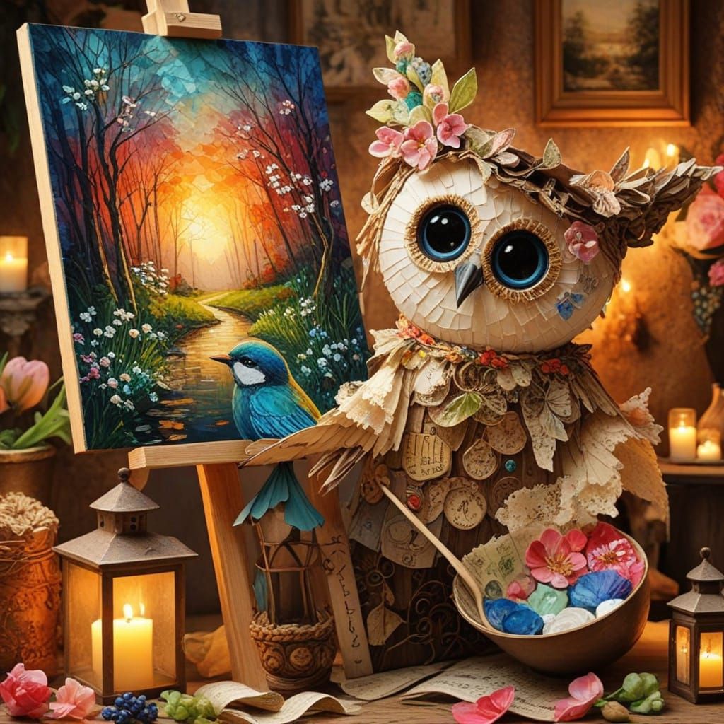 Vibrant Street Scene in Impasto Acrylic Style