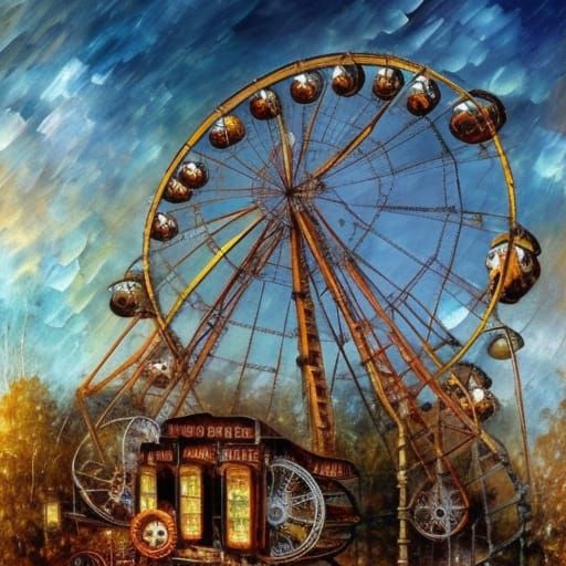rusted  ferris wheel