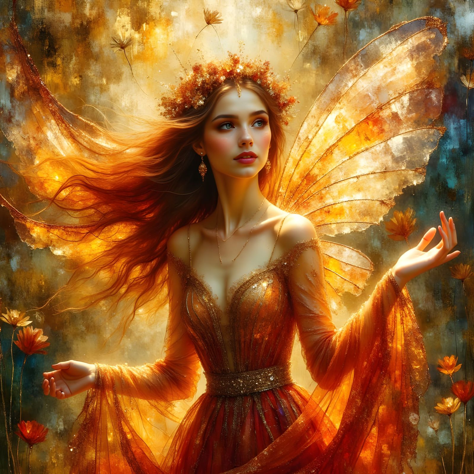 Ethereal Fairy Portrait in Impasto Oil Painting