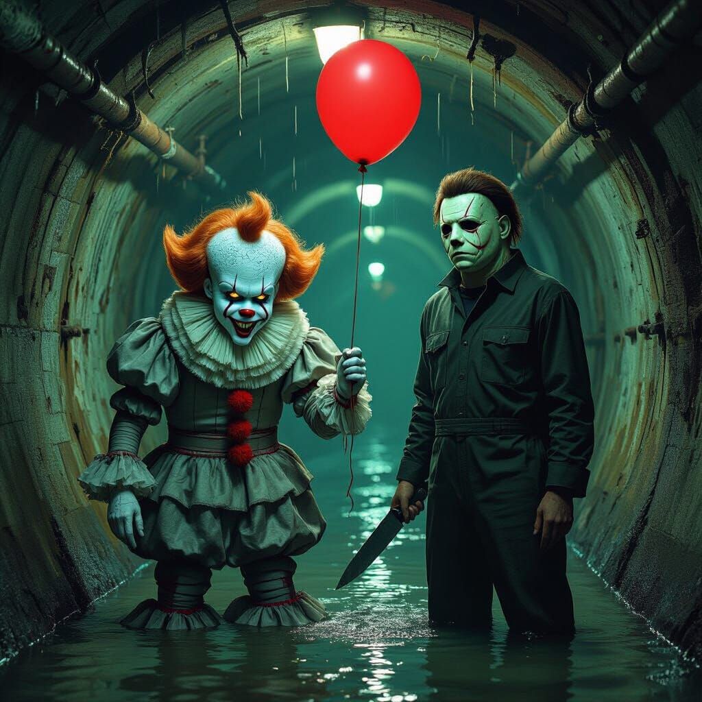 Pennywise Battles Michael Myers in Grimy Sewers