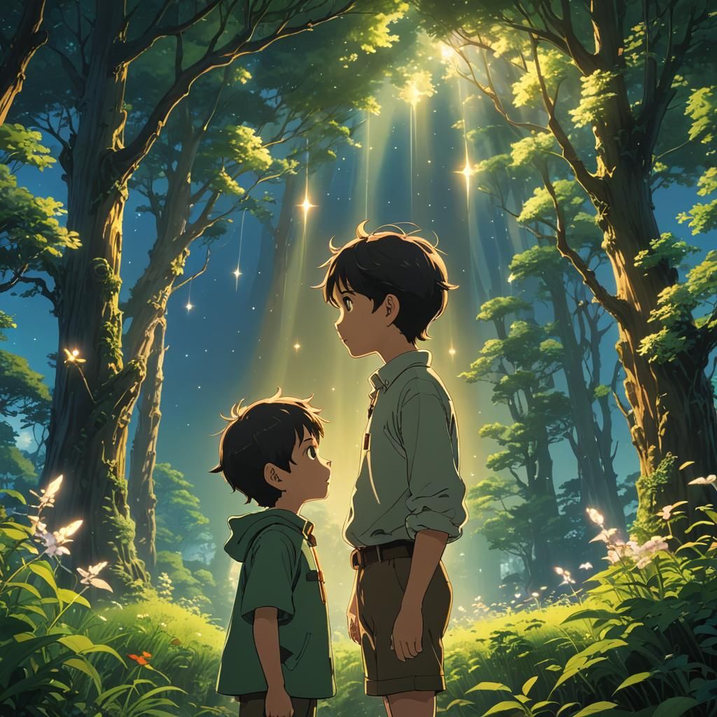 Boy and Fairy in Anime Style