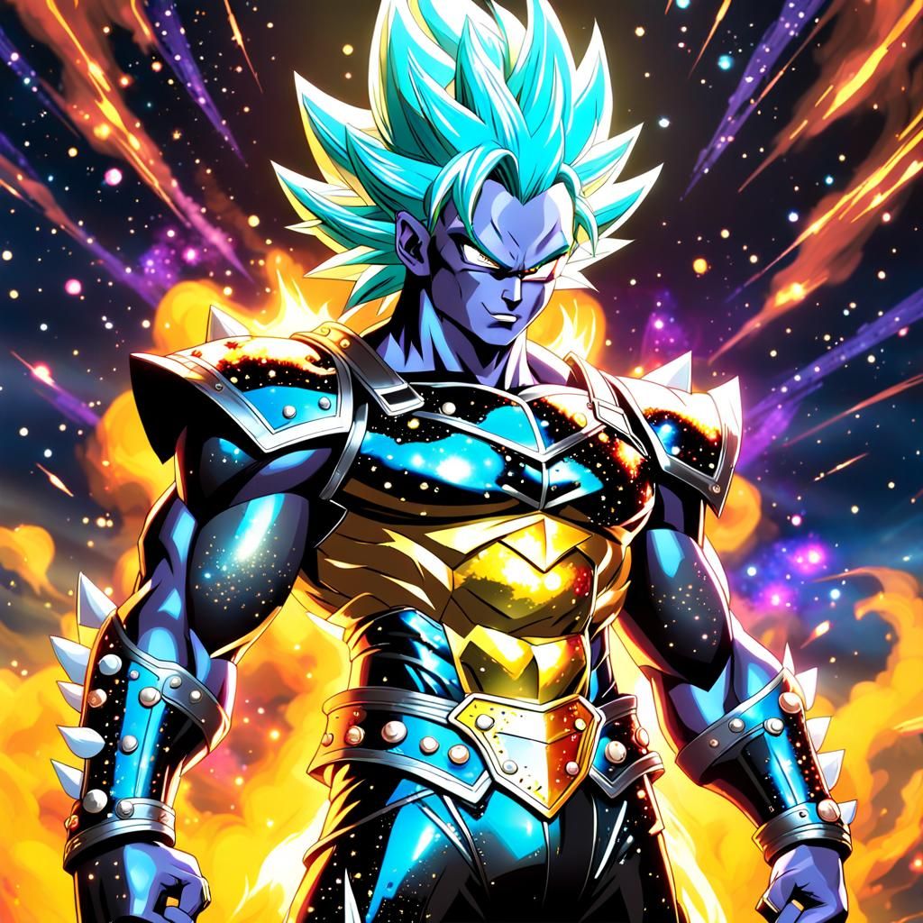 Goth Super Saiyan Warrior in Nebula, Anime Art