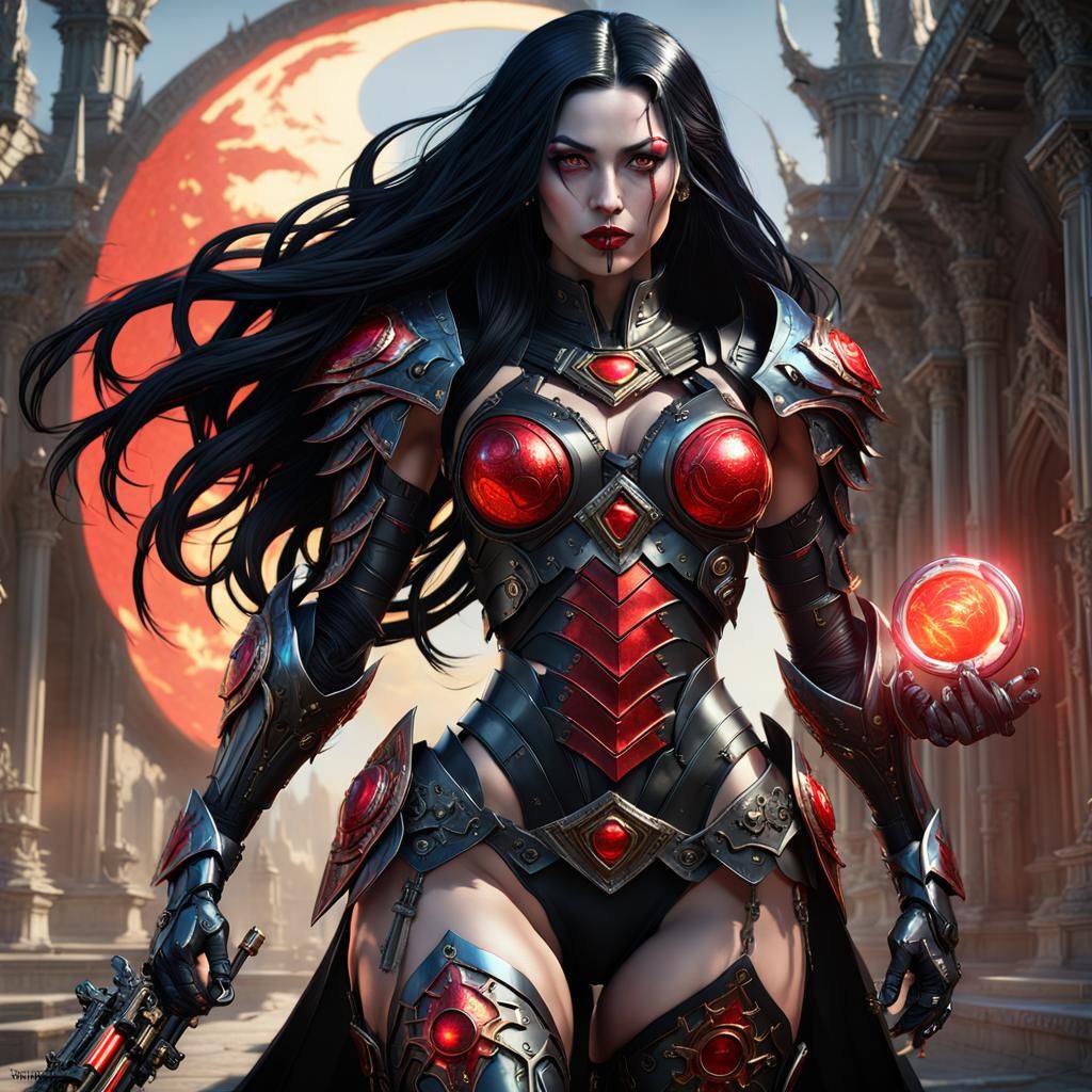 Gothic Fairy in Cyber Armor with Oversized Key