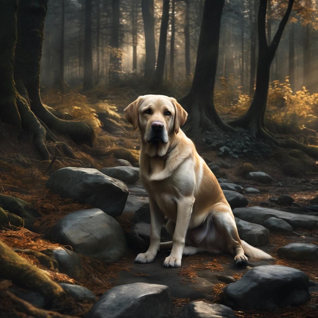 Majestic Labrador in Mystical Forest