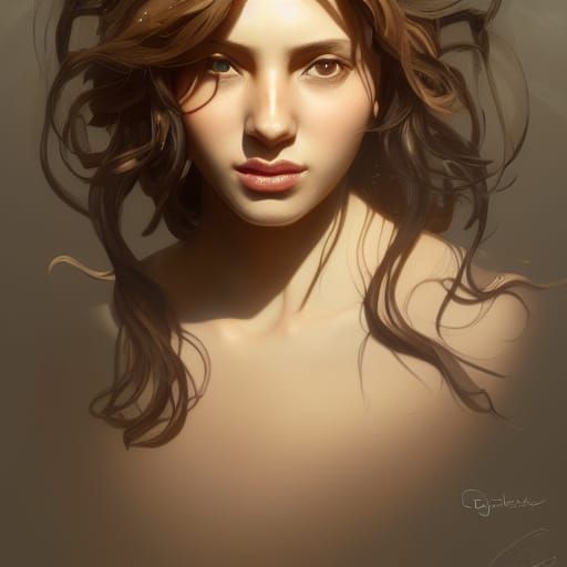 Hyperdetailed Dahlia Portrait in Art Nouveau Style