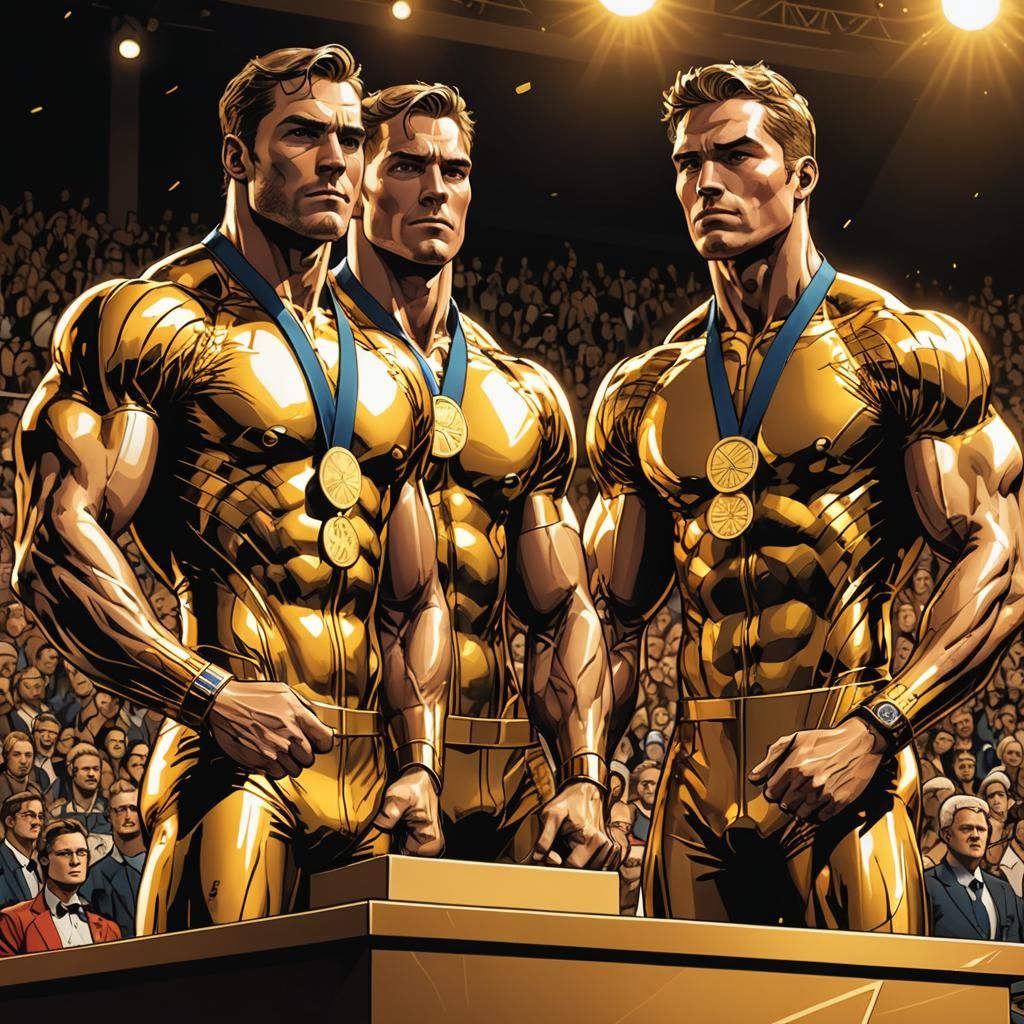 Gold Medal Winners in Comic Book Style