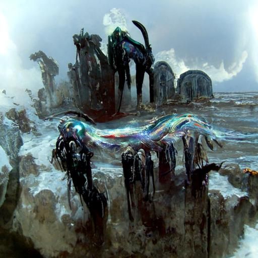 Surreal Graveyard Centipede in Gothic Sci-Fi Style