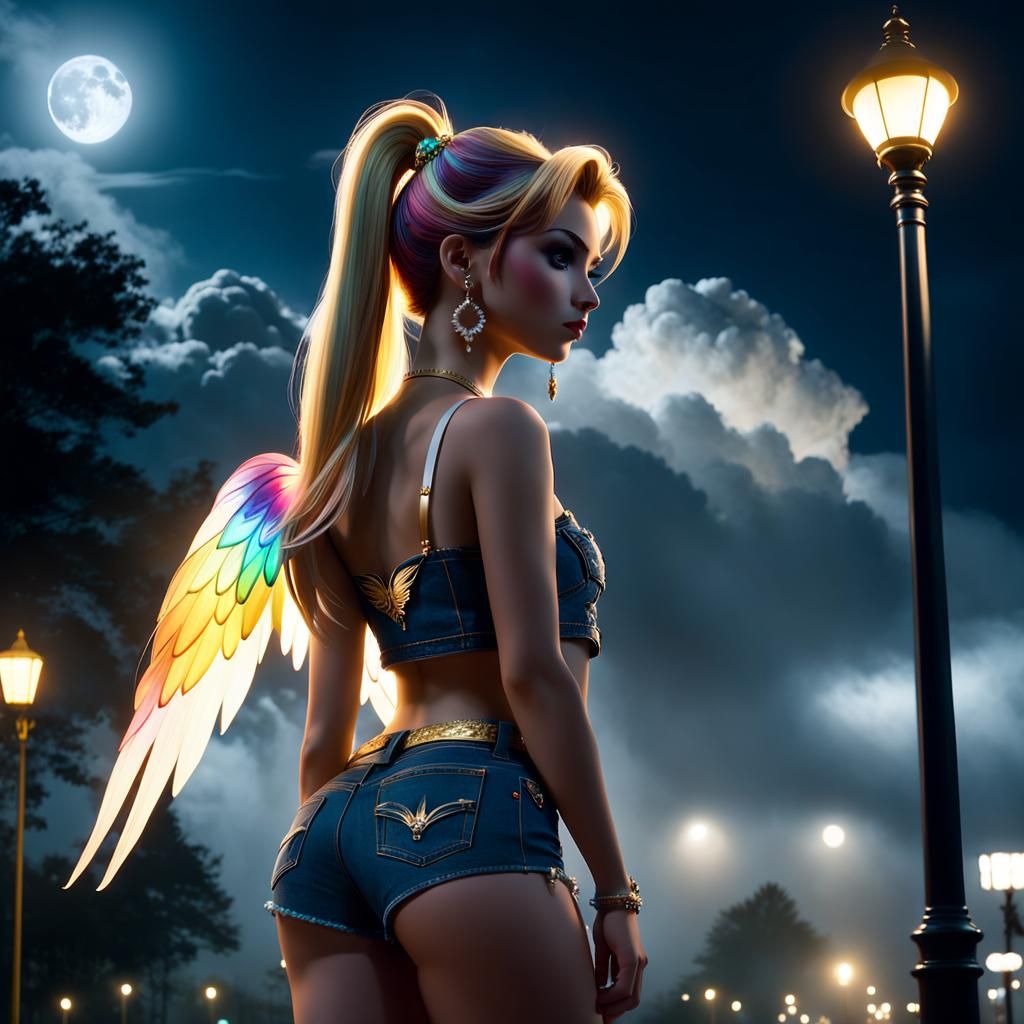 Teen Fairy Under Streetlight: Cinematic Urban Fantasy