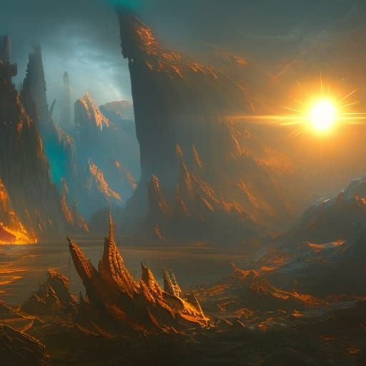 Fantastical Solar God in Detailed Matte Painting