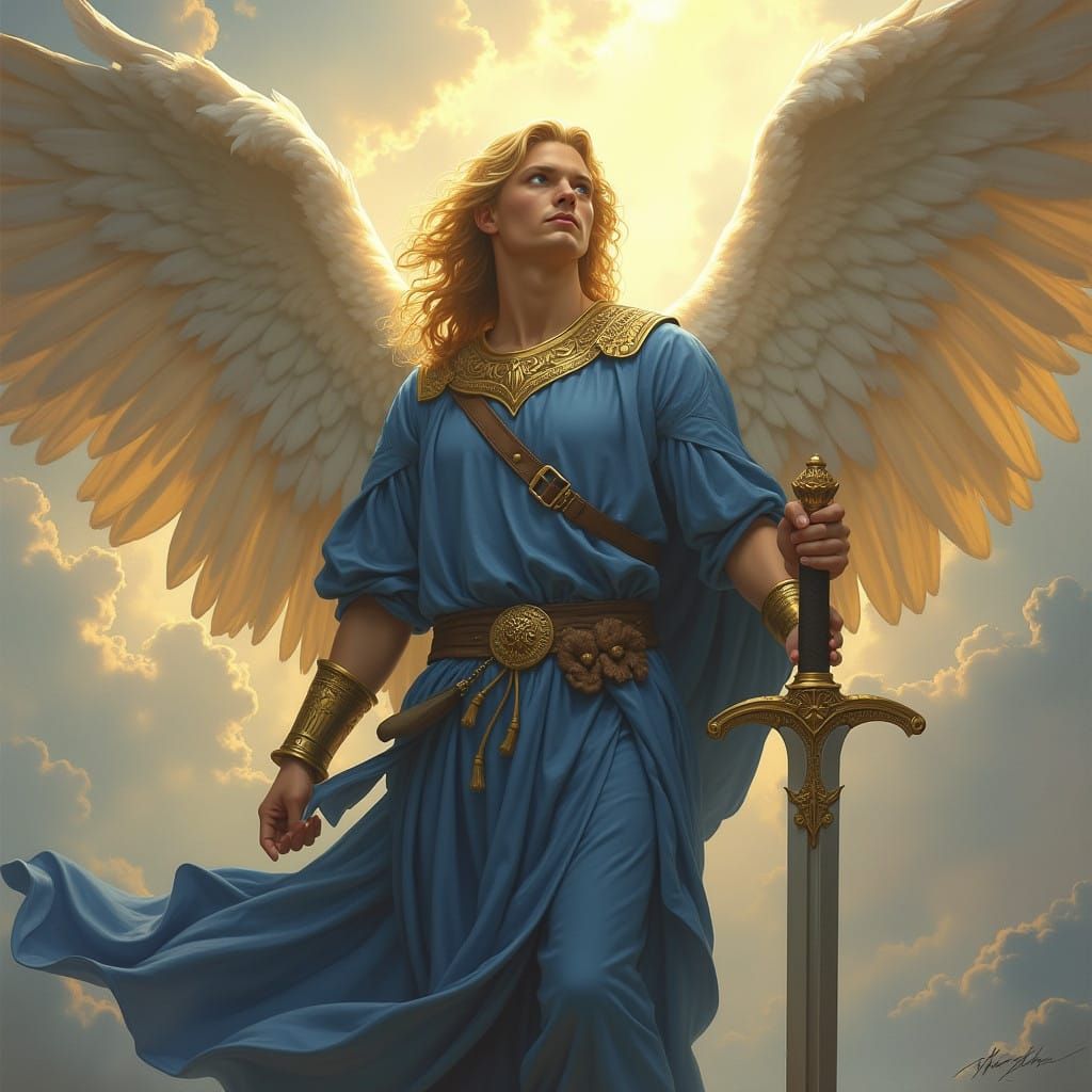 Majestic Warrior Angel in Divine Light
