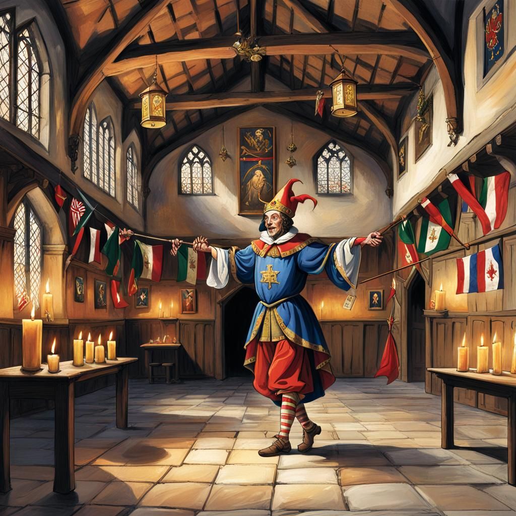 The Court Jester in his Lair Practicing His Moves