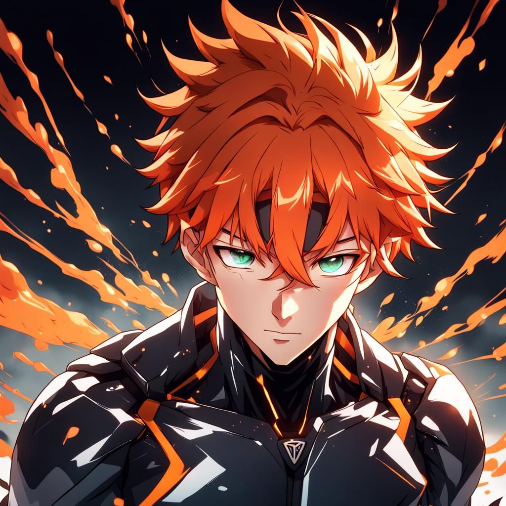 Orange Haired Boy with Omega Power: Anime Style