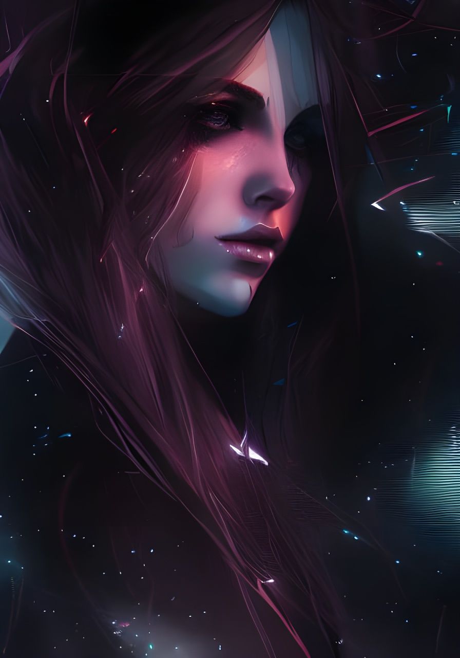 Anime Cyberpunk Woman Portrait with Detailed Features