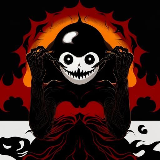 Creepy Shadow Monster Dancing: Minimalist Abstract Line Art