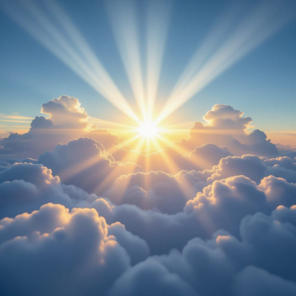 Divine Sunshine Beams Through Holy Clouds