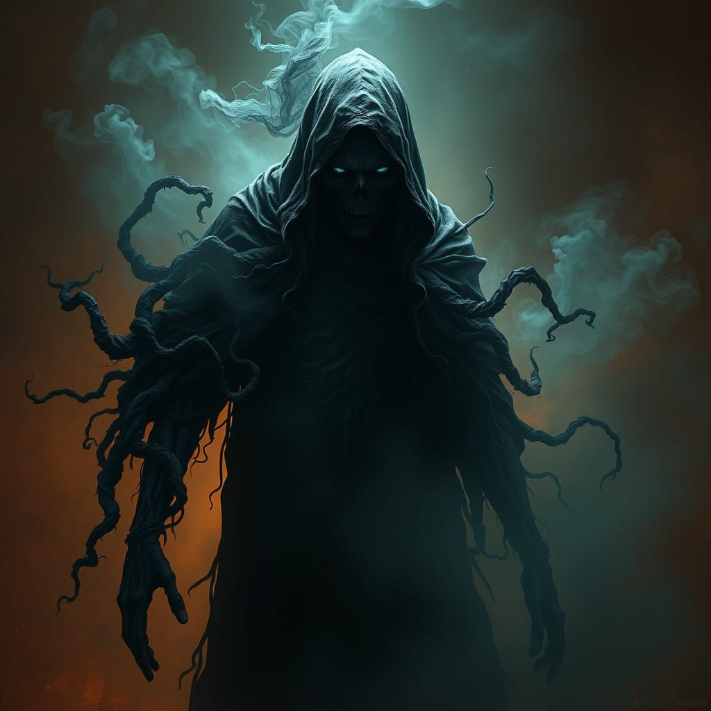 Dark Fantasy Zombie in Smoldering Cloak