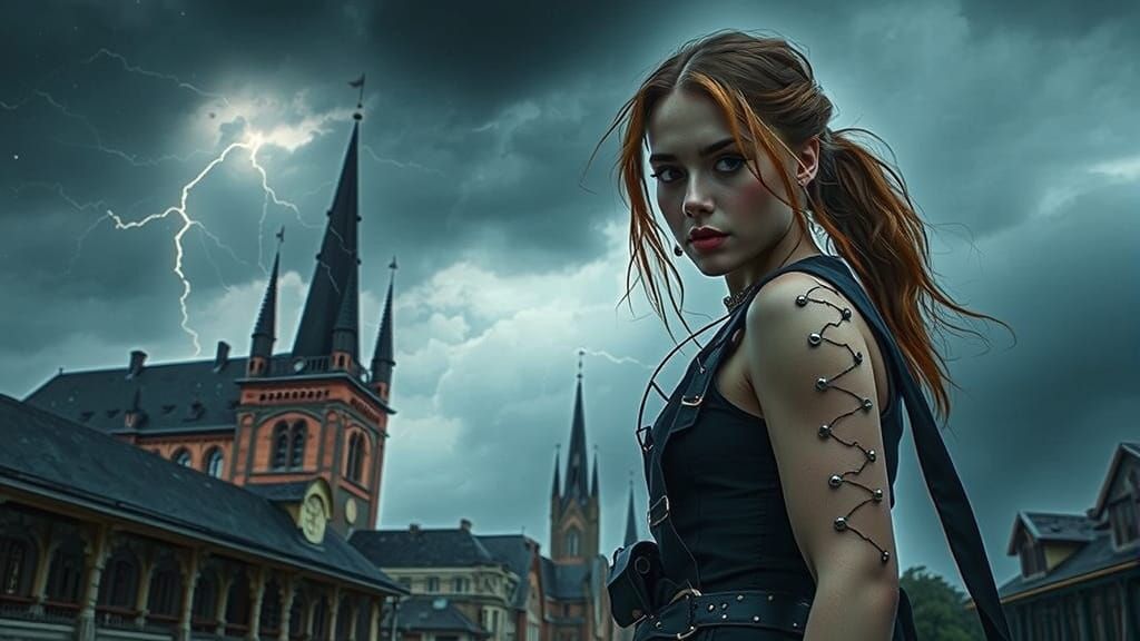 Elegant Woman in Dreamy Landscape