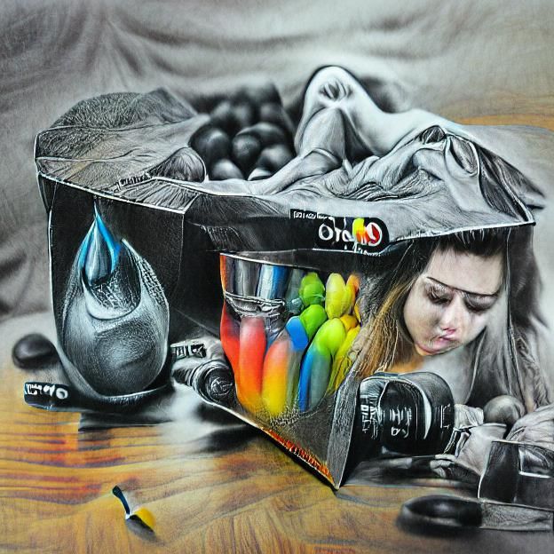 Colorful Hyperrealistic Charcoal Drawing in 8K