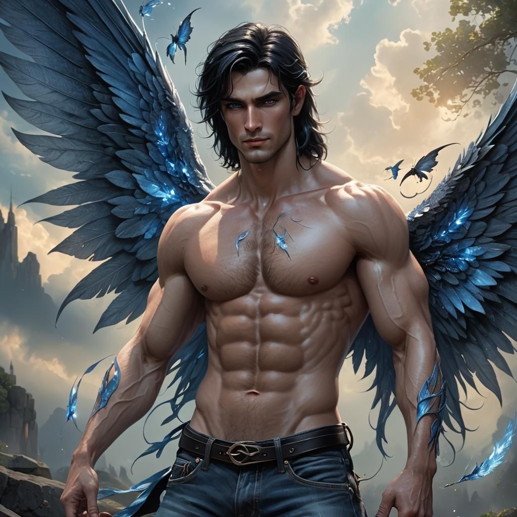 Ethereal Fairy with Black Wings in Fantasy Realm