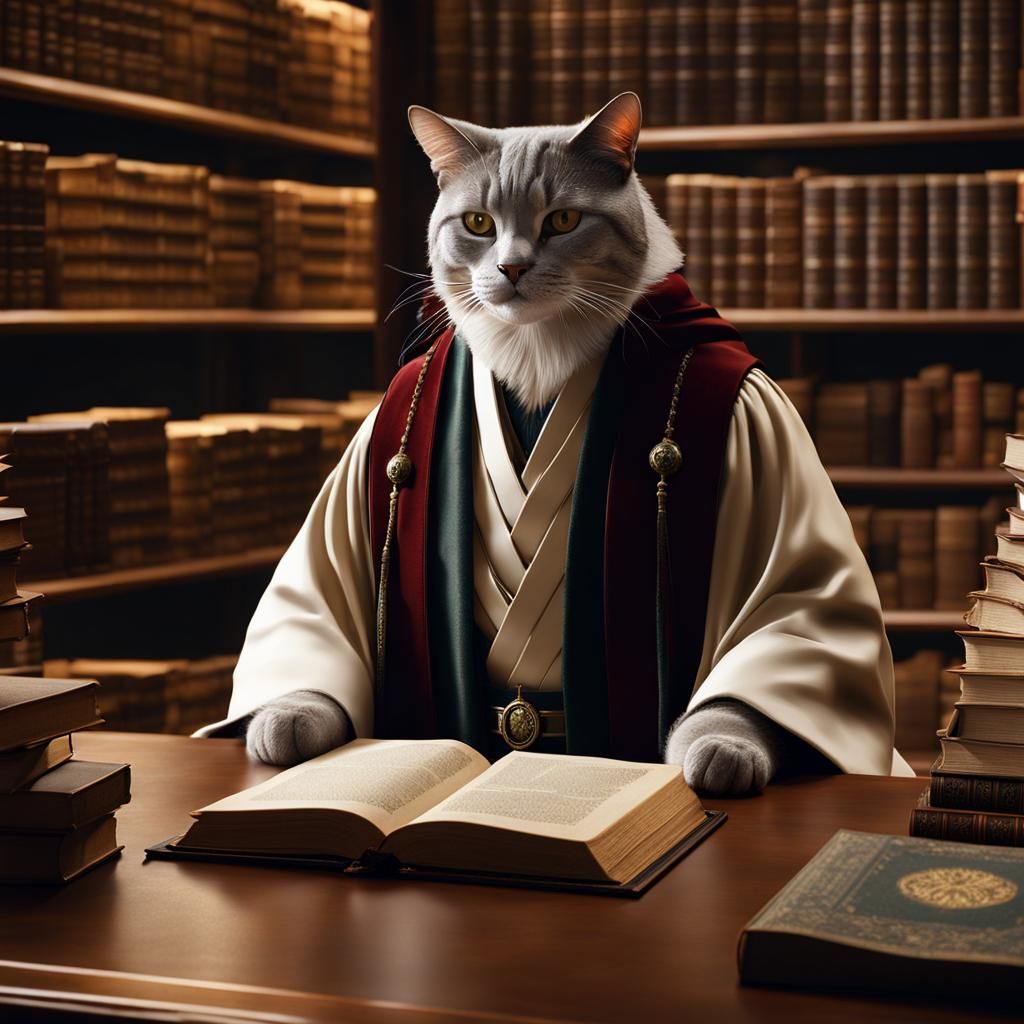 Library Scene with Robed Scholar in Blender