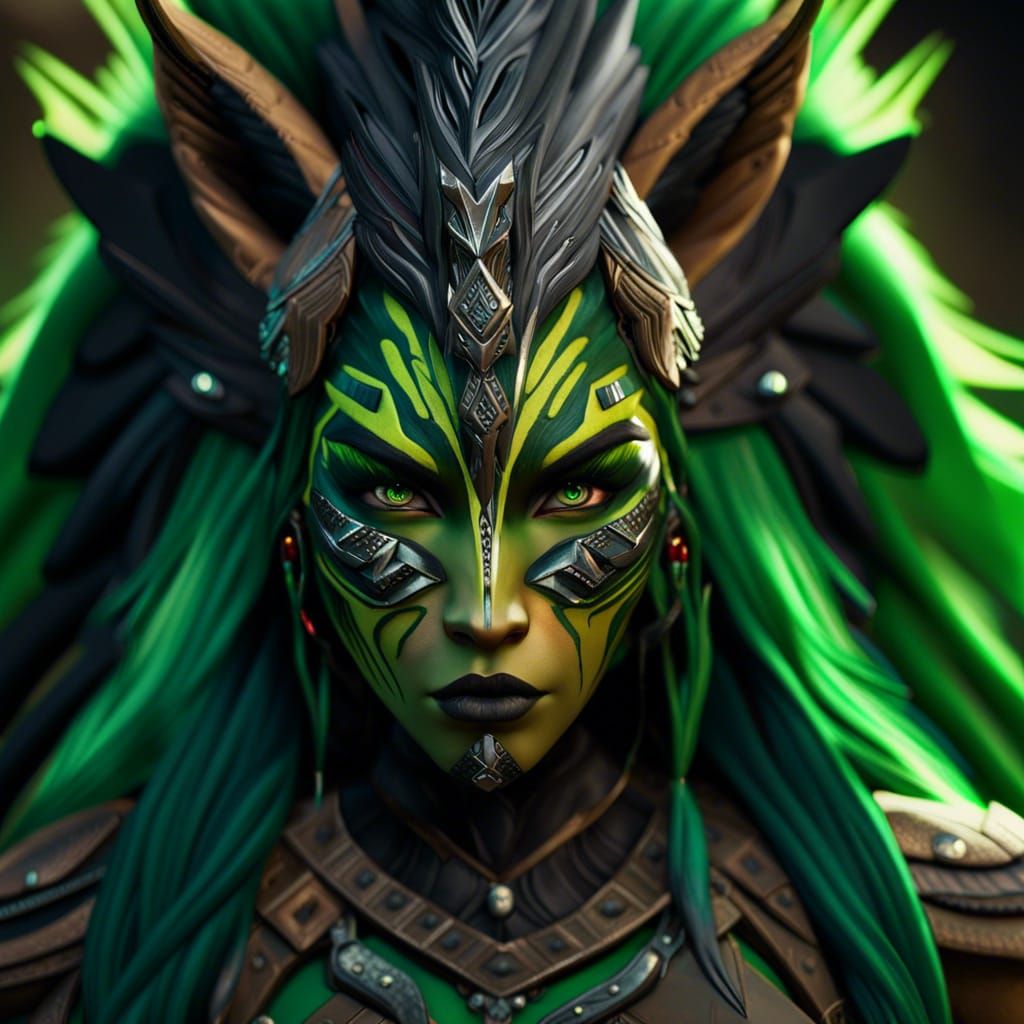 Tribal Creature Warrior with Fox Features in CGI