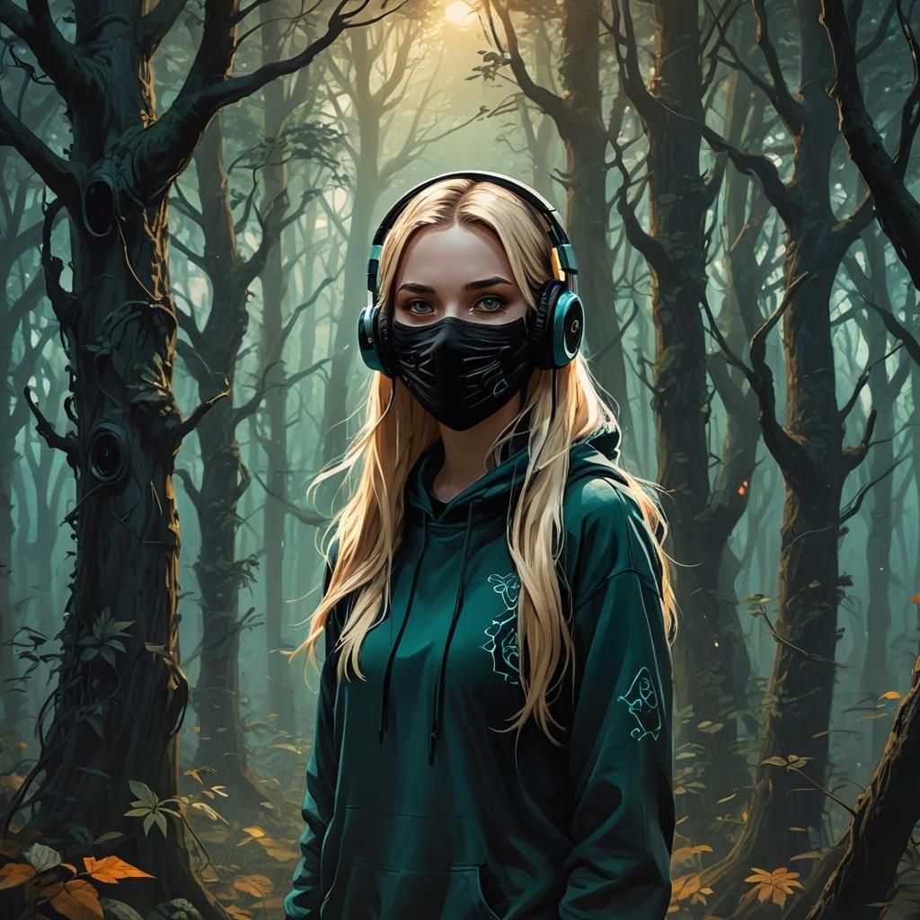 Mystical Forest Girl with Creeper Hoodie, Unreal Engine 5